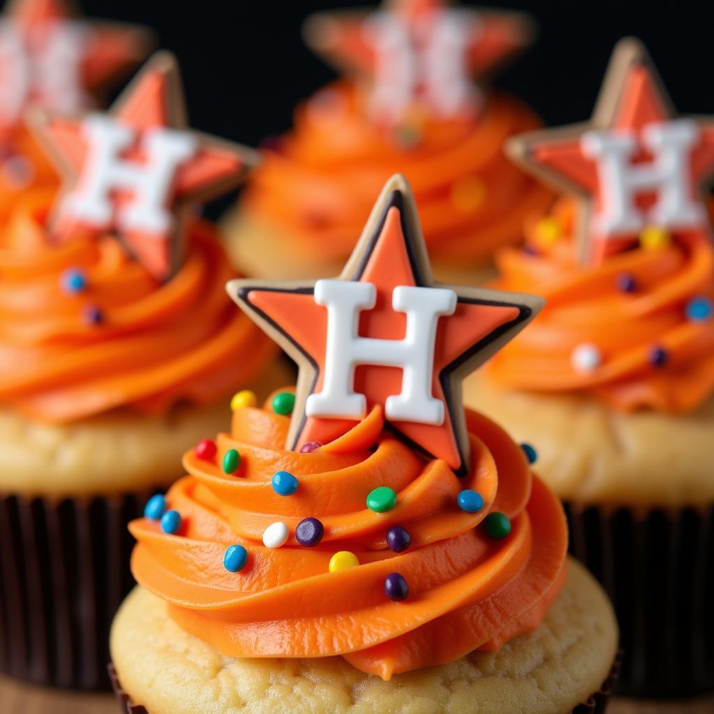 Simple Astros Cupcake Decorations