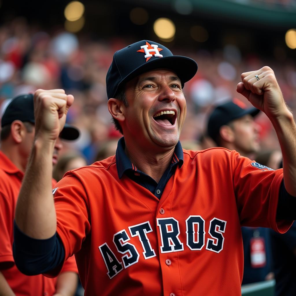 Houston Astros Fan in Red and Black Apparel