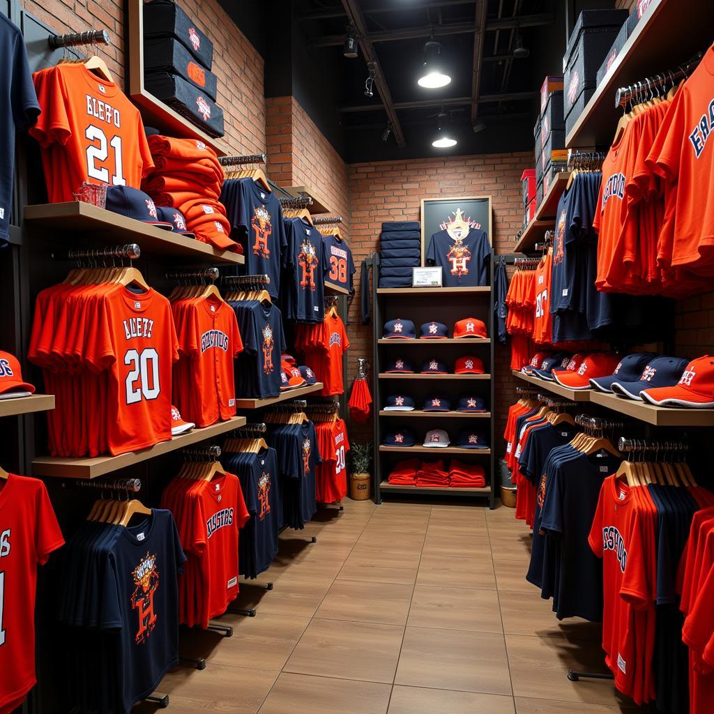 Display of Houston Astros Merchandise in Red and Black