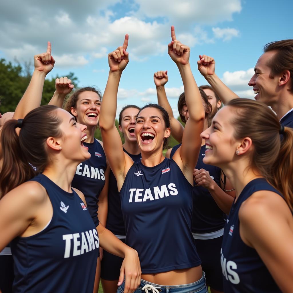 Image of athletes celebrating a victory, emphasizing the importance of teamwork and camaraderie in sports.