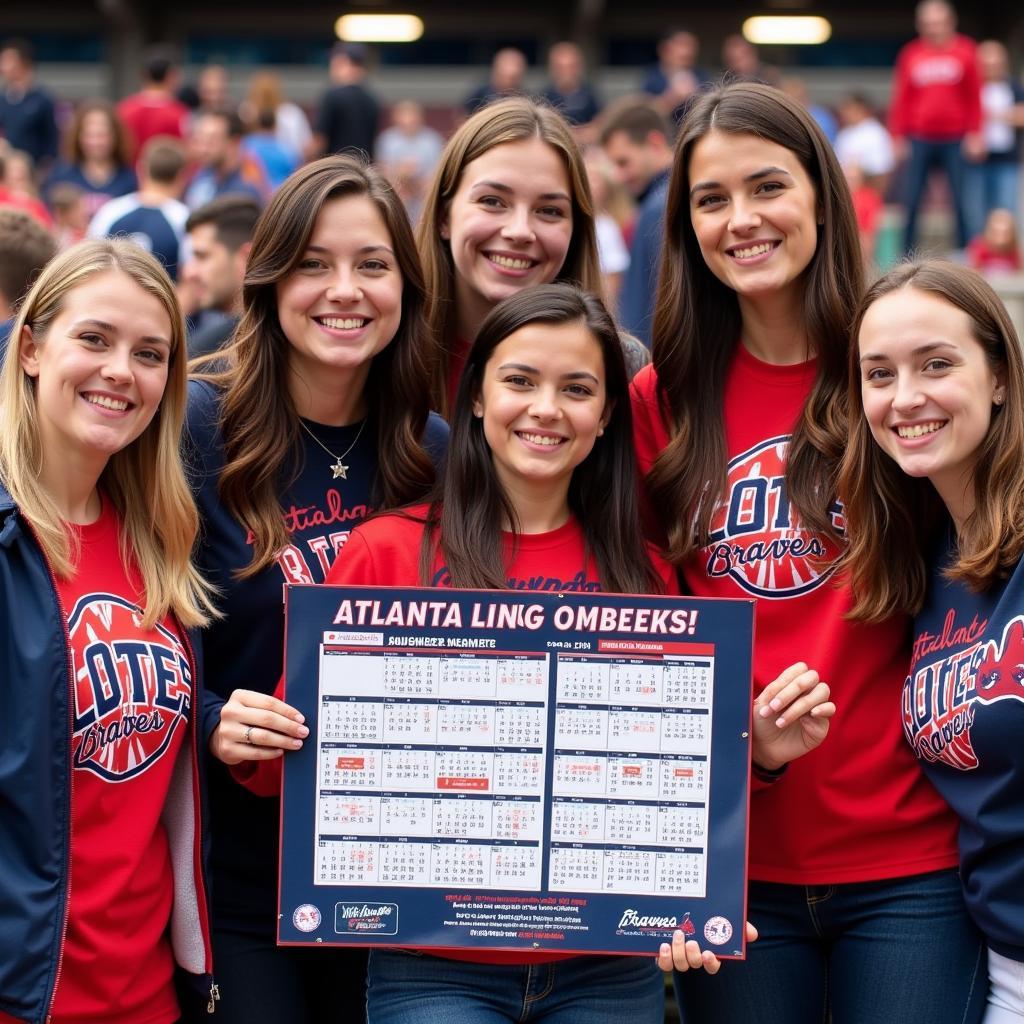 Atlanta Braves Fans Holding a Magnet Schedule