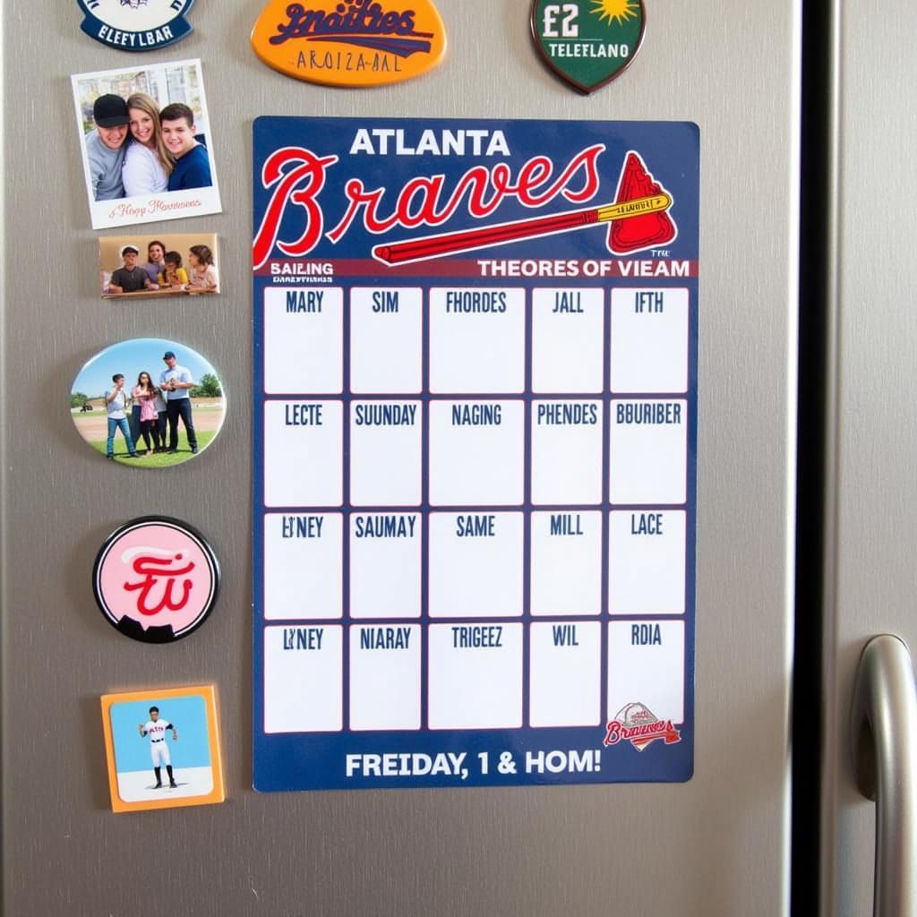 Atlanta Braves Magnet Schedule on a Refrigerator