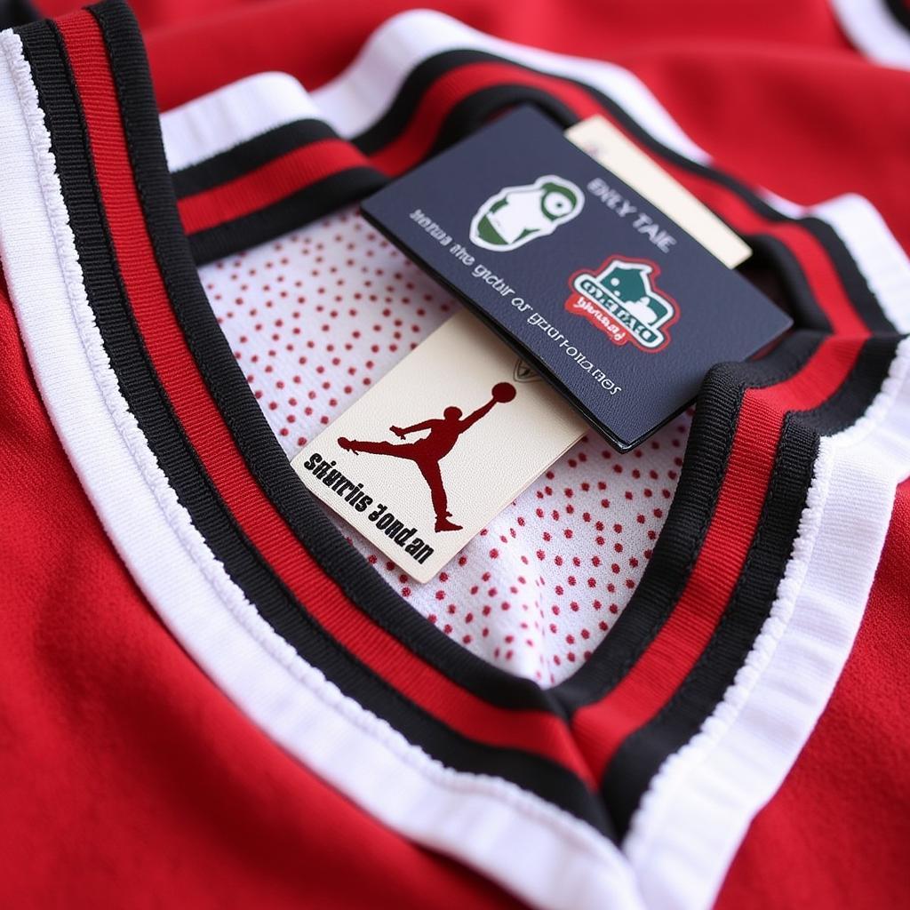 Close up details of an authentic Michael Jordan Birmingham Barons baseball jersey