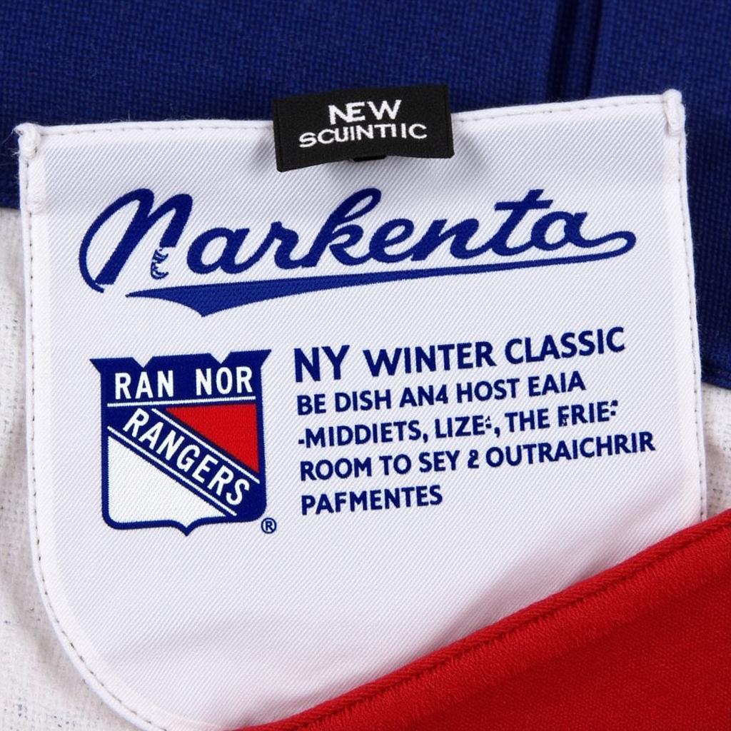 Authentic NY Rangers 2012 Winter Classic Jersey Tag