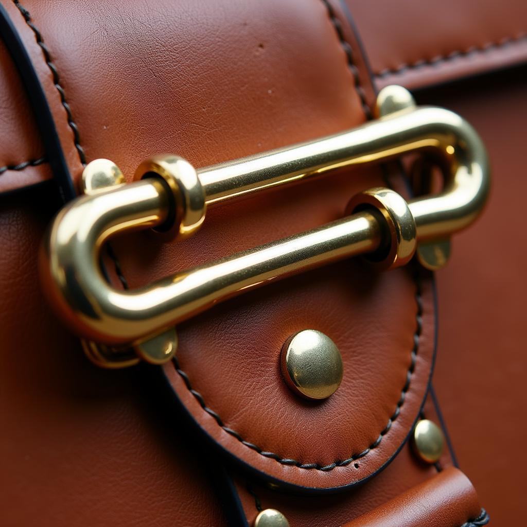 Close-up of Authentic Two Bar West Purse Details