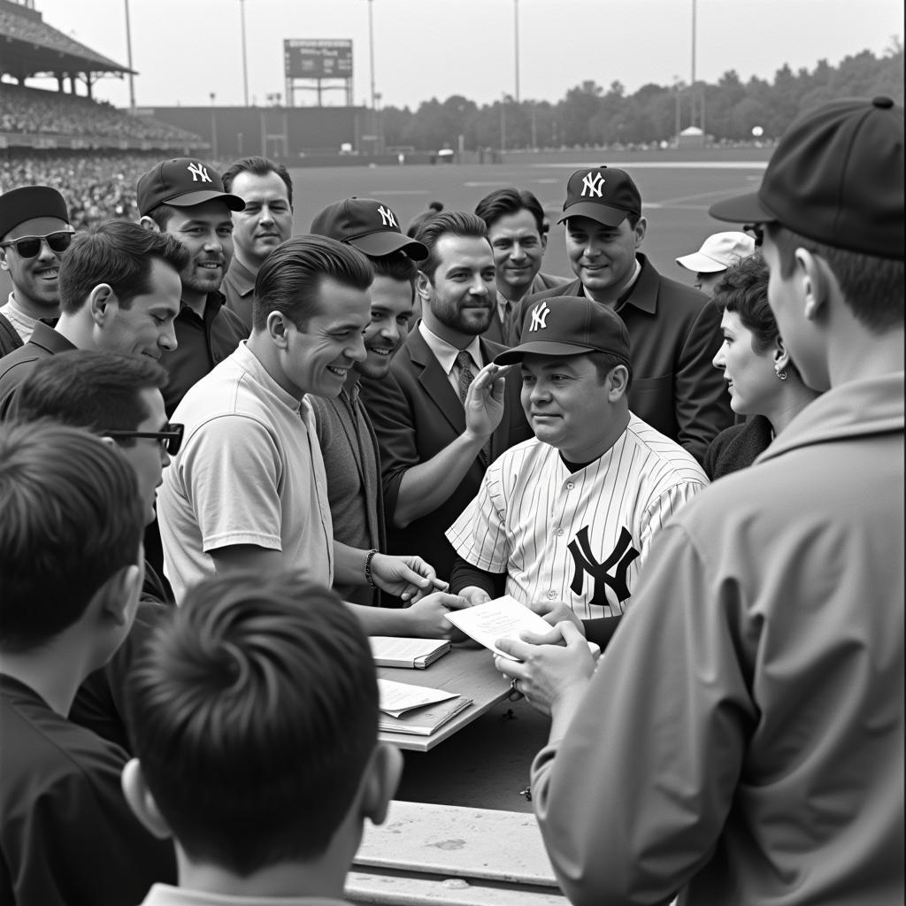 Babe Ruth Signing Autographs for Fans