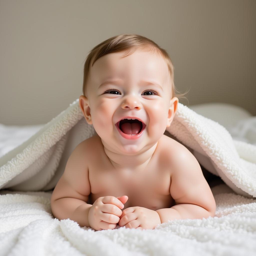 Baby Smiling on a Milestone Blanket