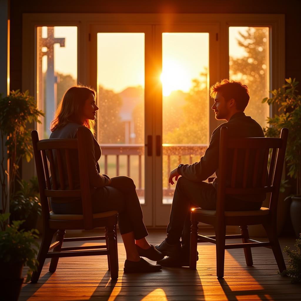 Friends Chatting on a Porch