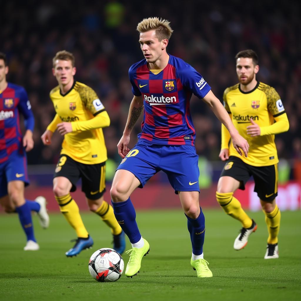 Frenkie de Jong demonstrating ball control and vision on the pitch