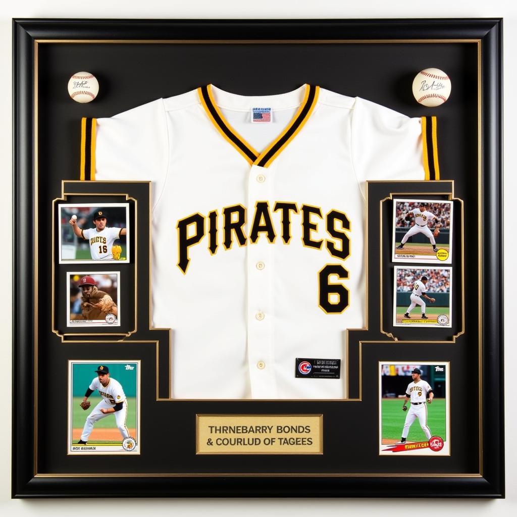 Various Barry Bonds Pittsburgh Pirates memorabilia, including jerseys, baseball cards, and signed photographs.