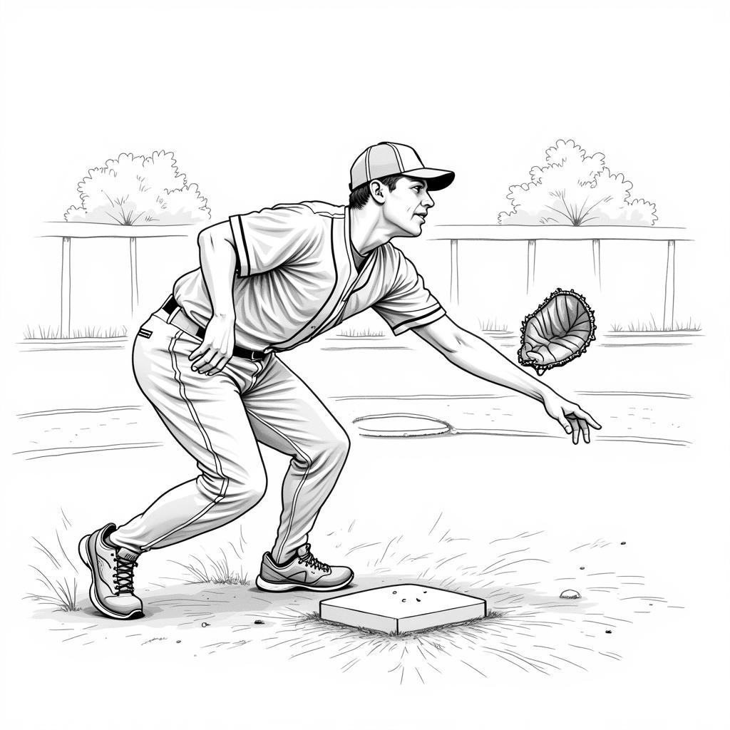 Baseball Catcher in Action Coloring Page