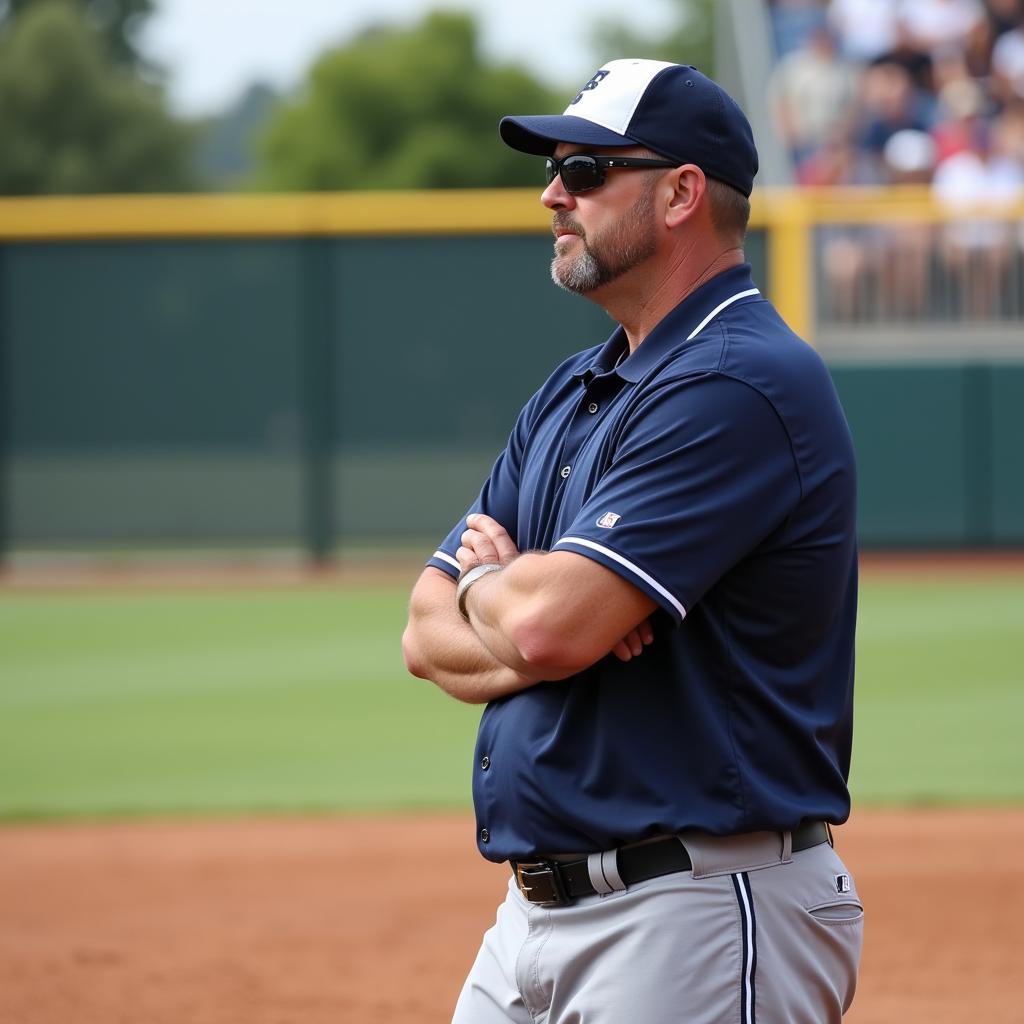 Baseball Coach on Field in Proper Attire