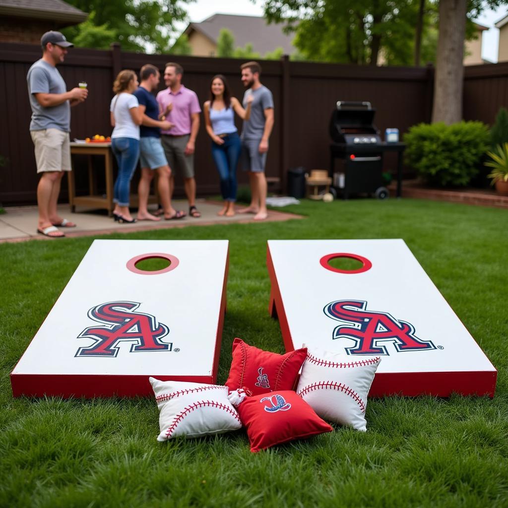 Baseball Cornhole Game Setup