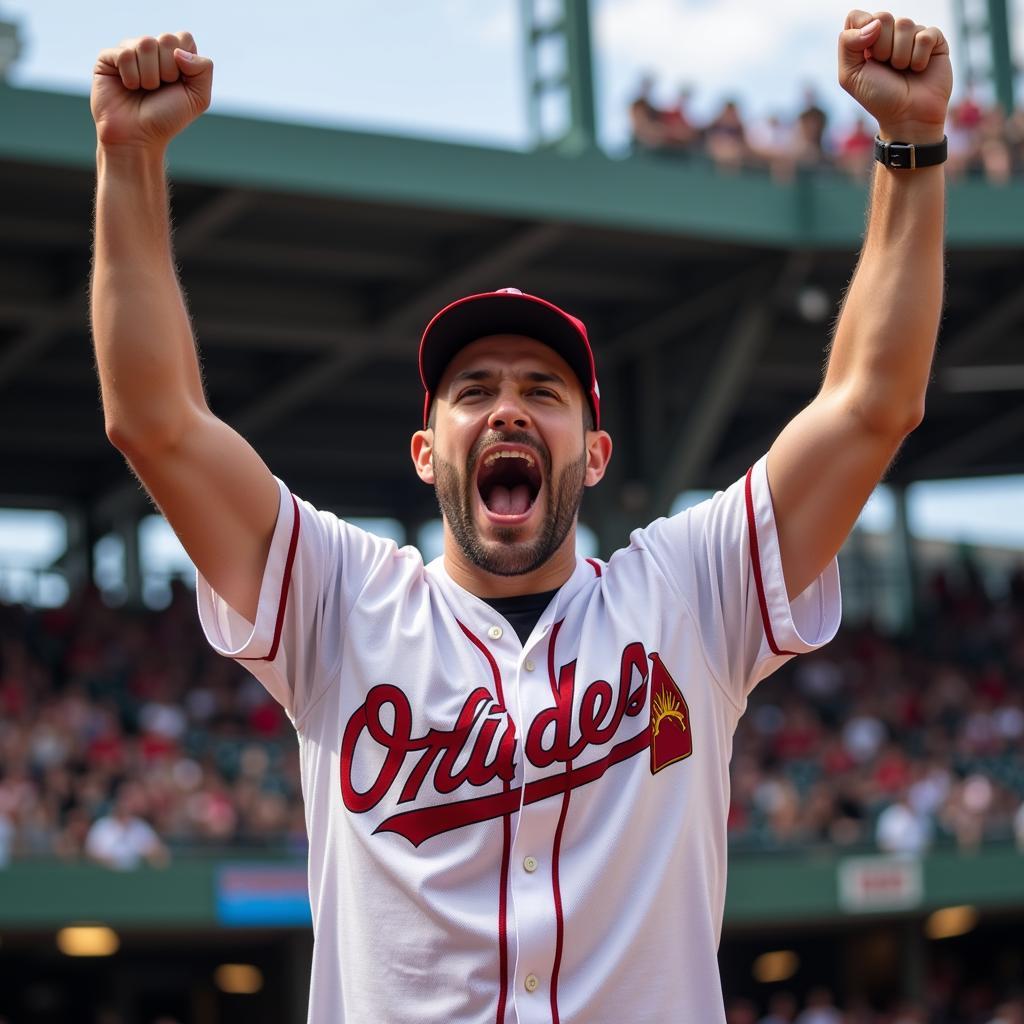 Baseball Fan Celebrating a Homerun