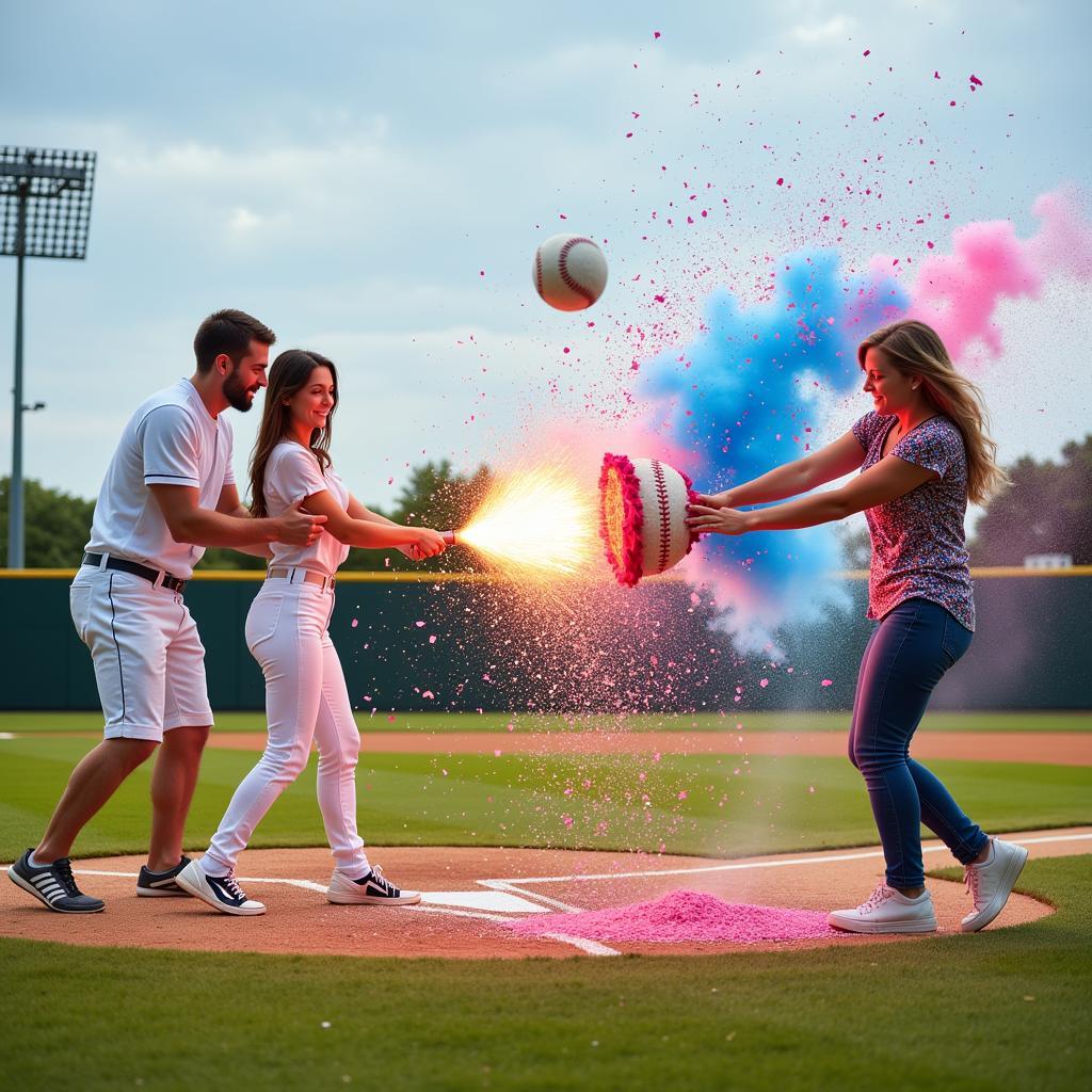 Baseball Gender Reveal Ideas with Exploding Baseballs and Piñatas