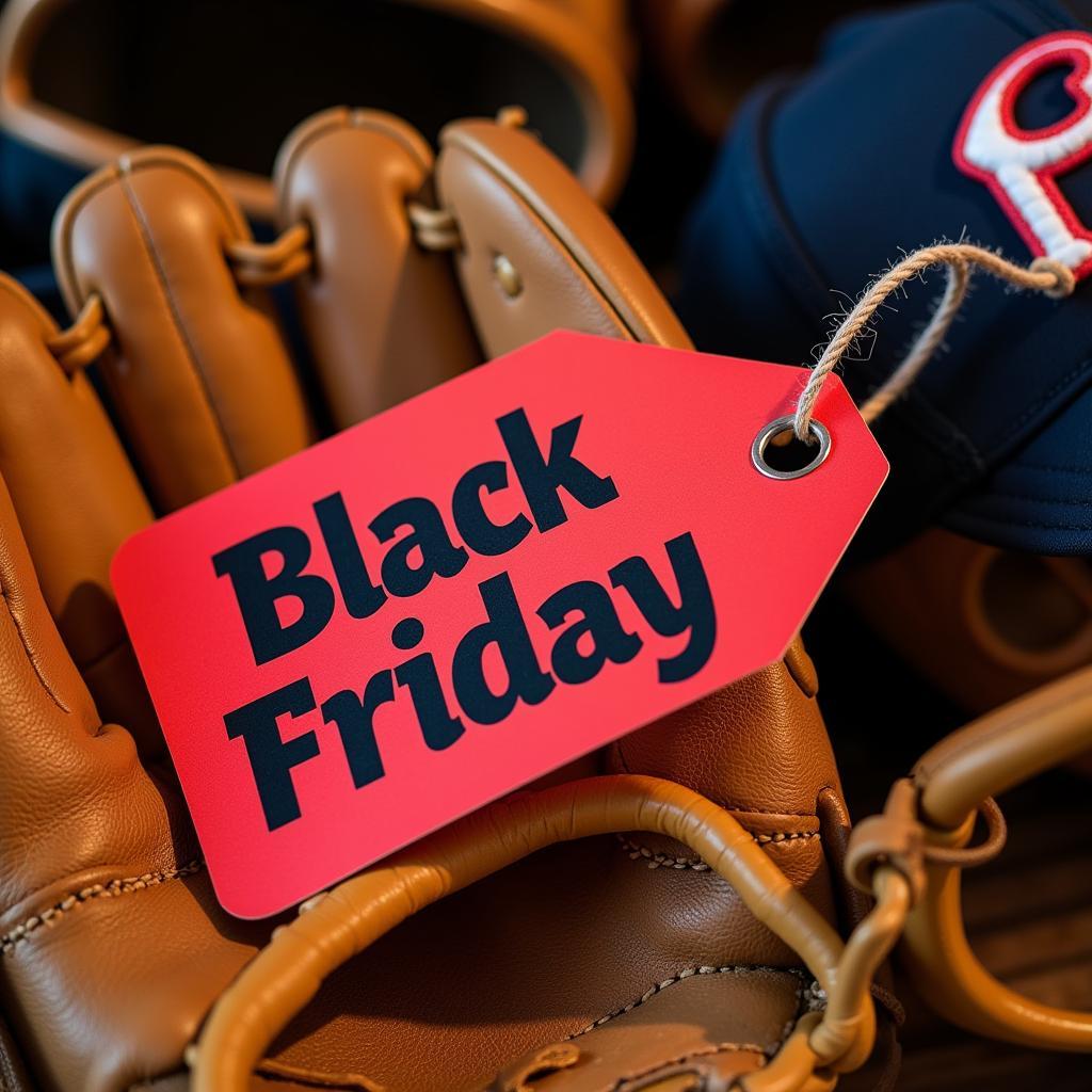 Baseball Glove with Black Friday Discount Tag