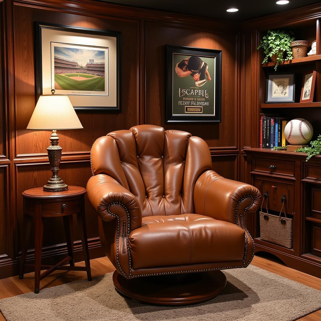 Baseball Glove Chair in a Fan Cave Setting