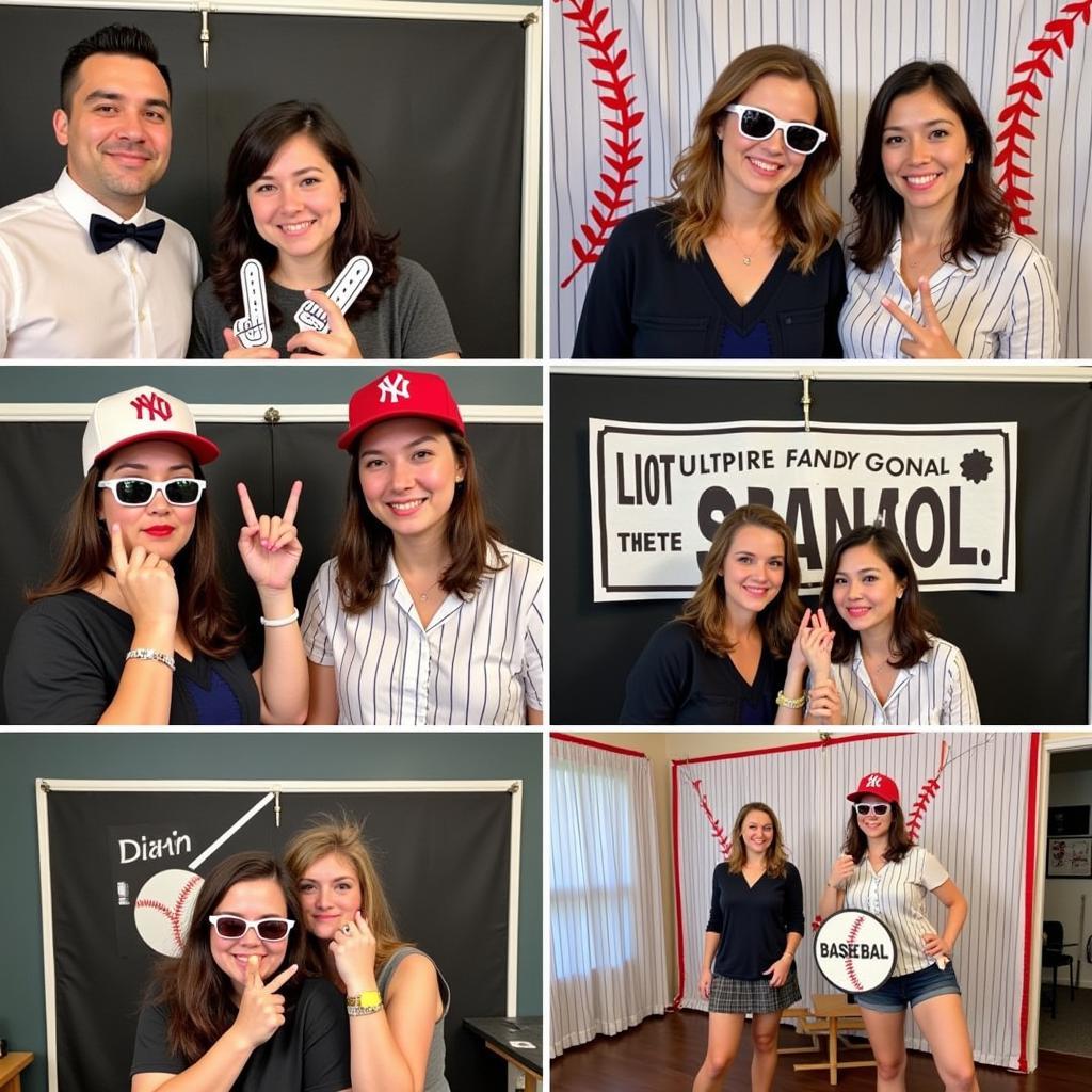 Photo booth ideas with a baseball party backdrop