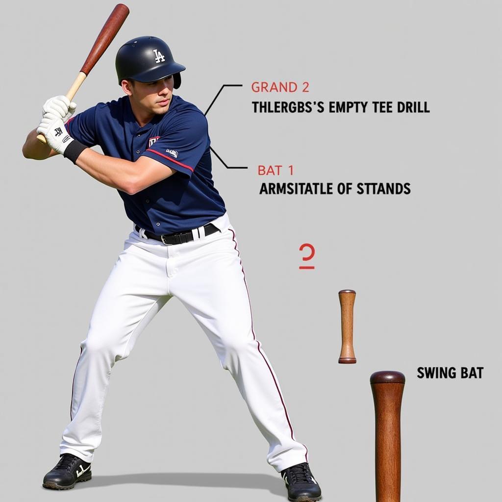 Baseball Player Empty Tee Drill Grip and Stance