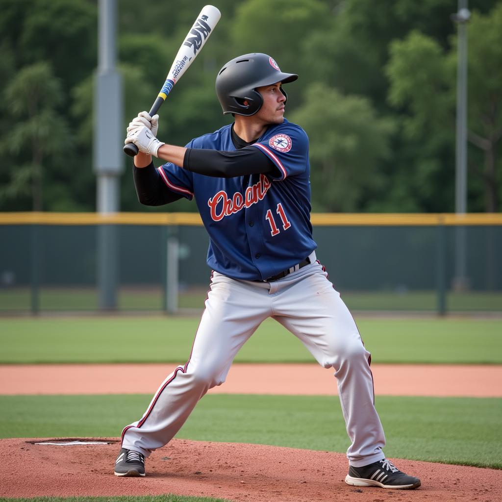 Baseball Player Practicing No Hit Bit