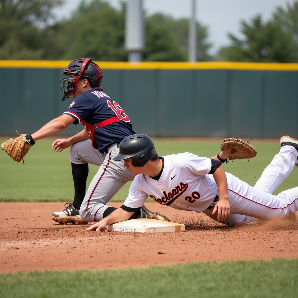 Baseball Player Sliding into Home Plate