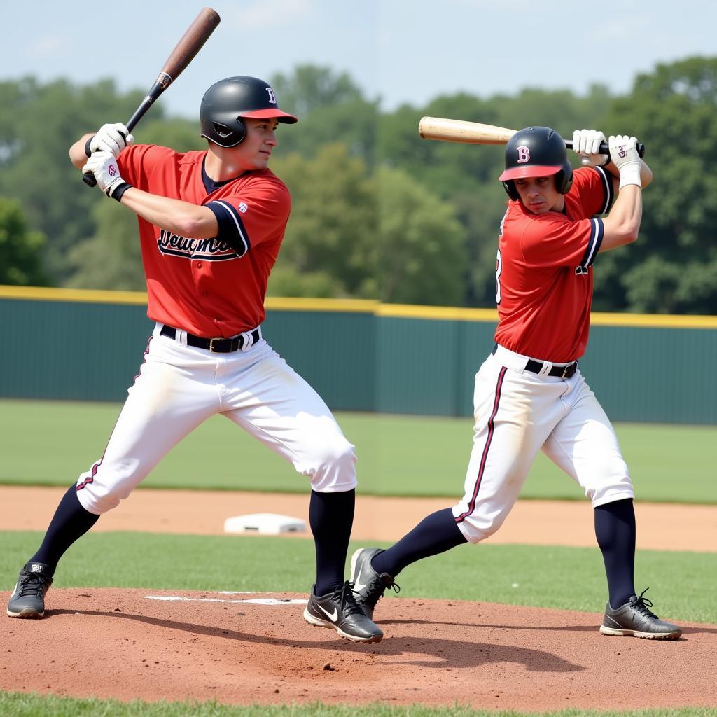 Baseball Player Demonstrating Correct Batting Stance