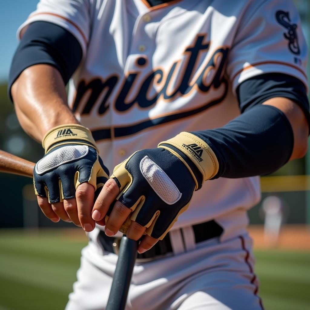 Baseball Player Wearing American Batting Gloves