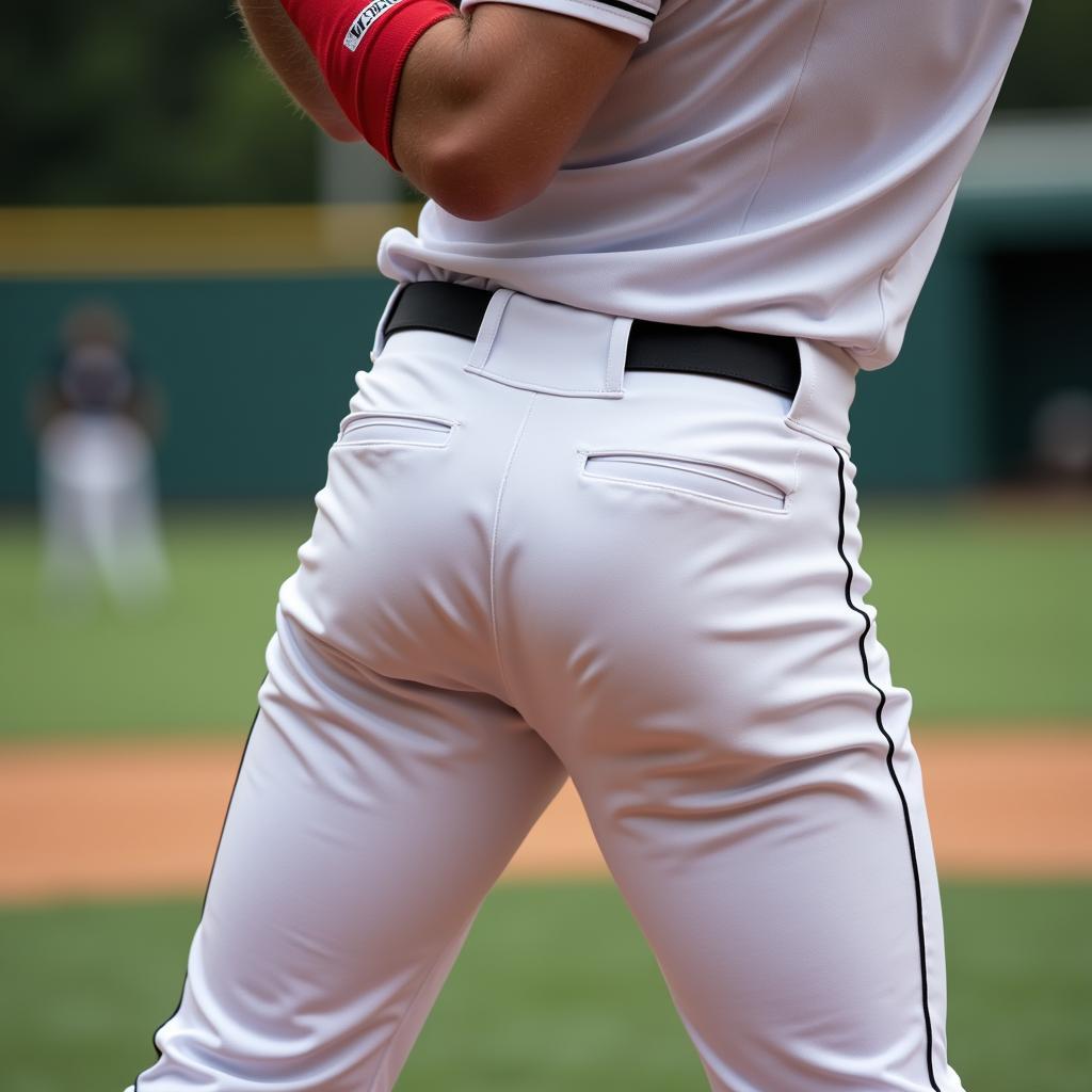 Baseball player wearing batting shorts during a game