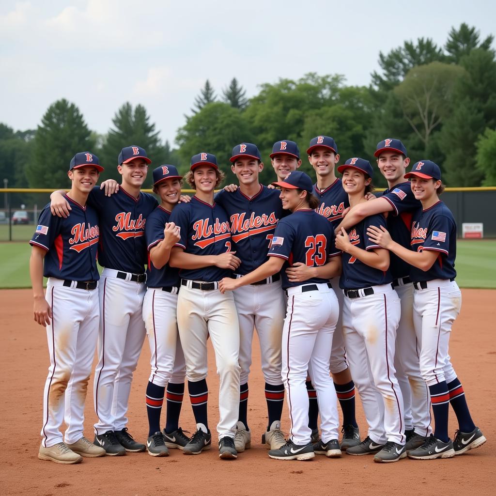 Baseball senior photo with teammates