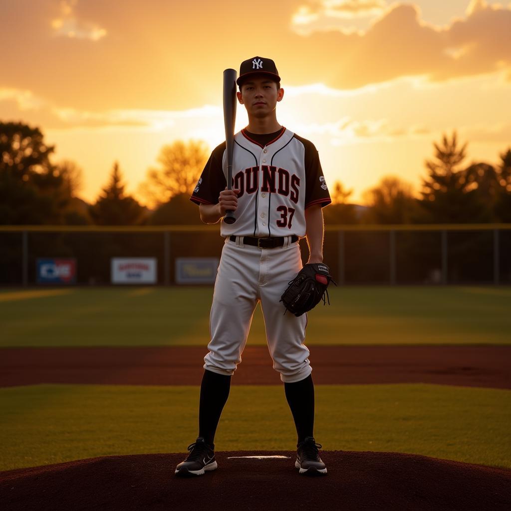 Classic pose for a baseball senior portrait