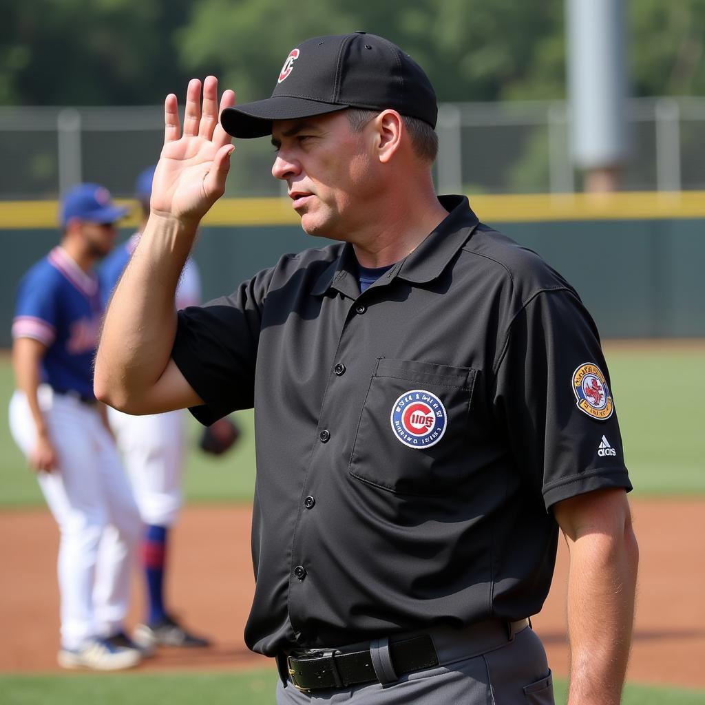 Baseball umpire making a call