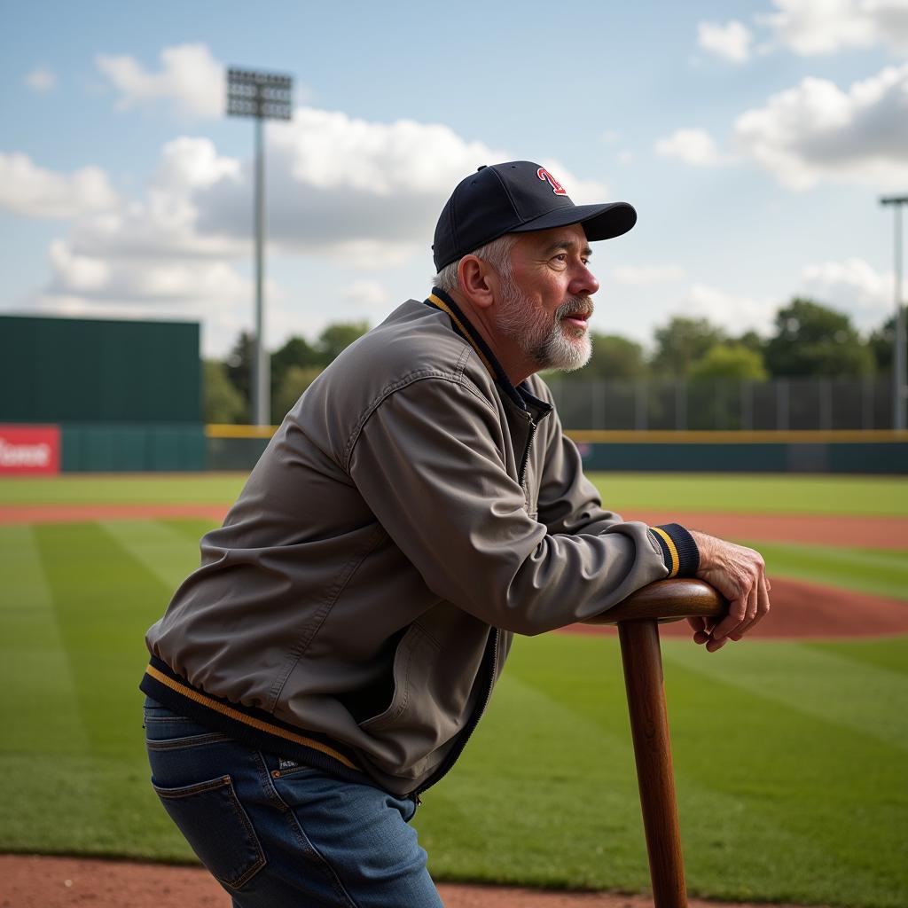 Retired Baseball Player with Walking Stick