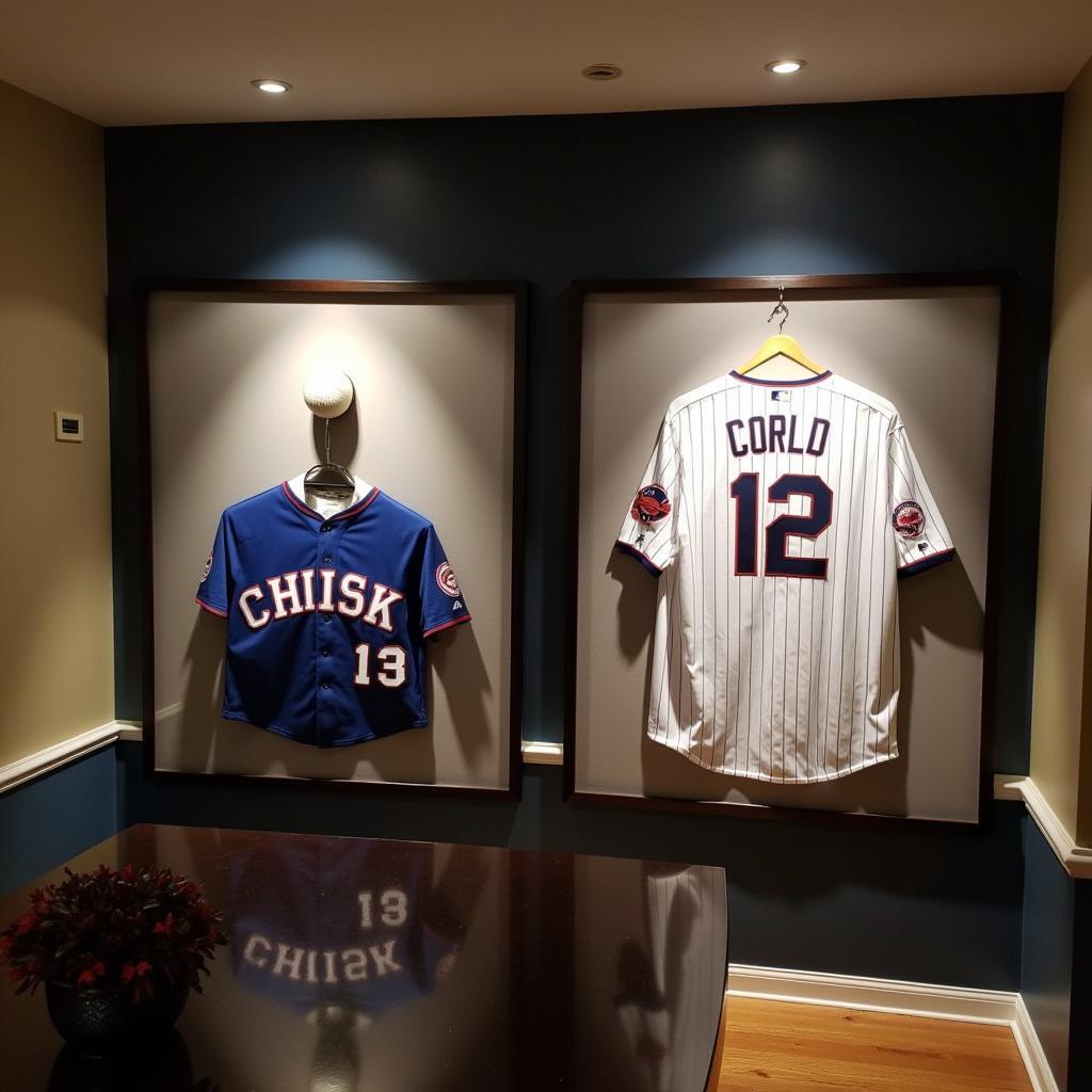 Baseball wall display with integrated lighting