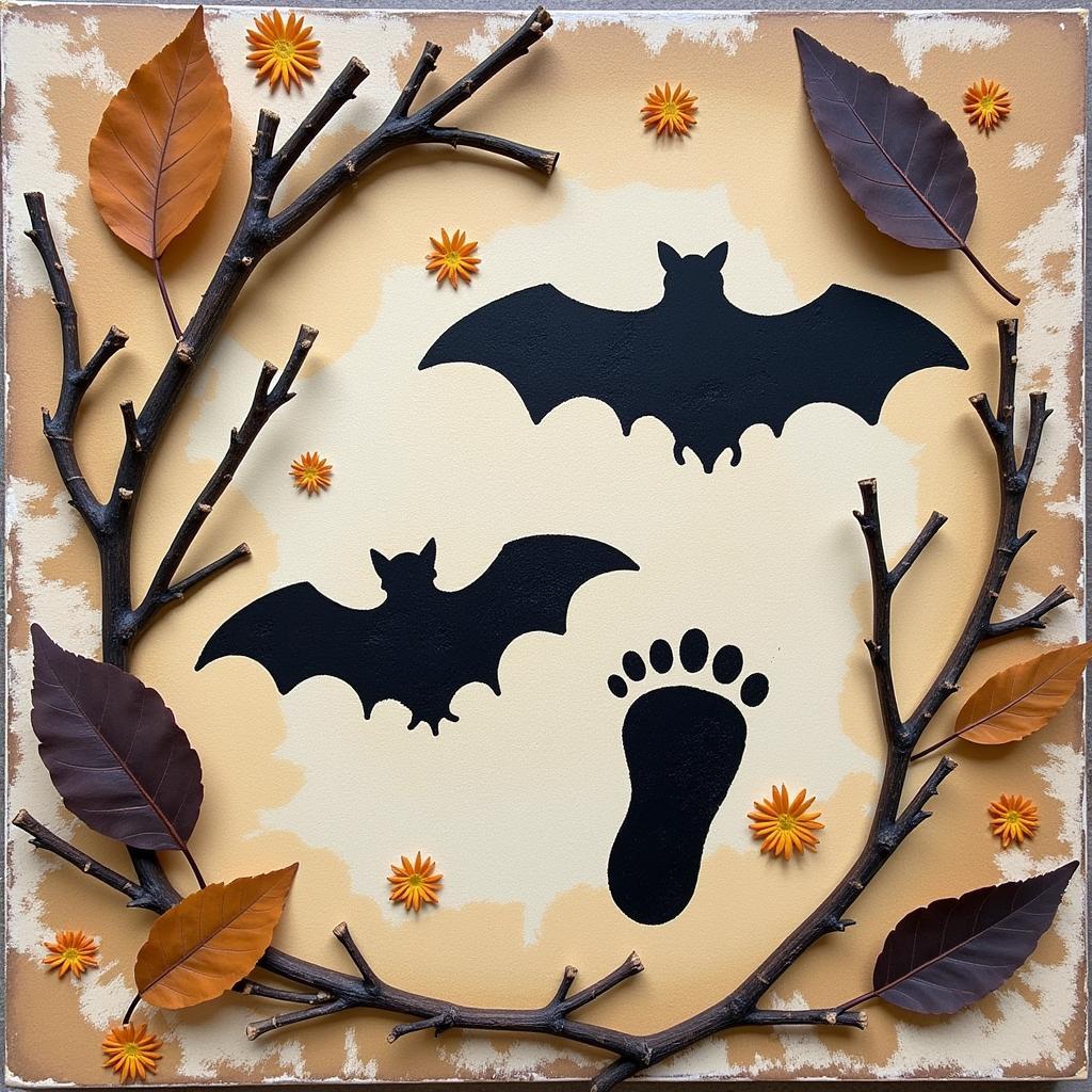 Bat Footprint Mixed Media Art Canvas