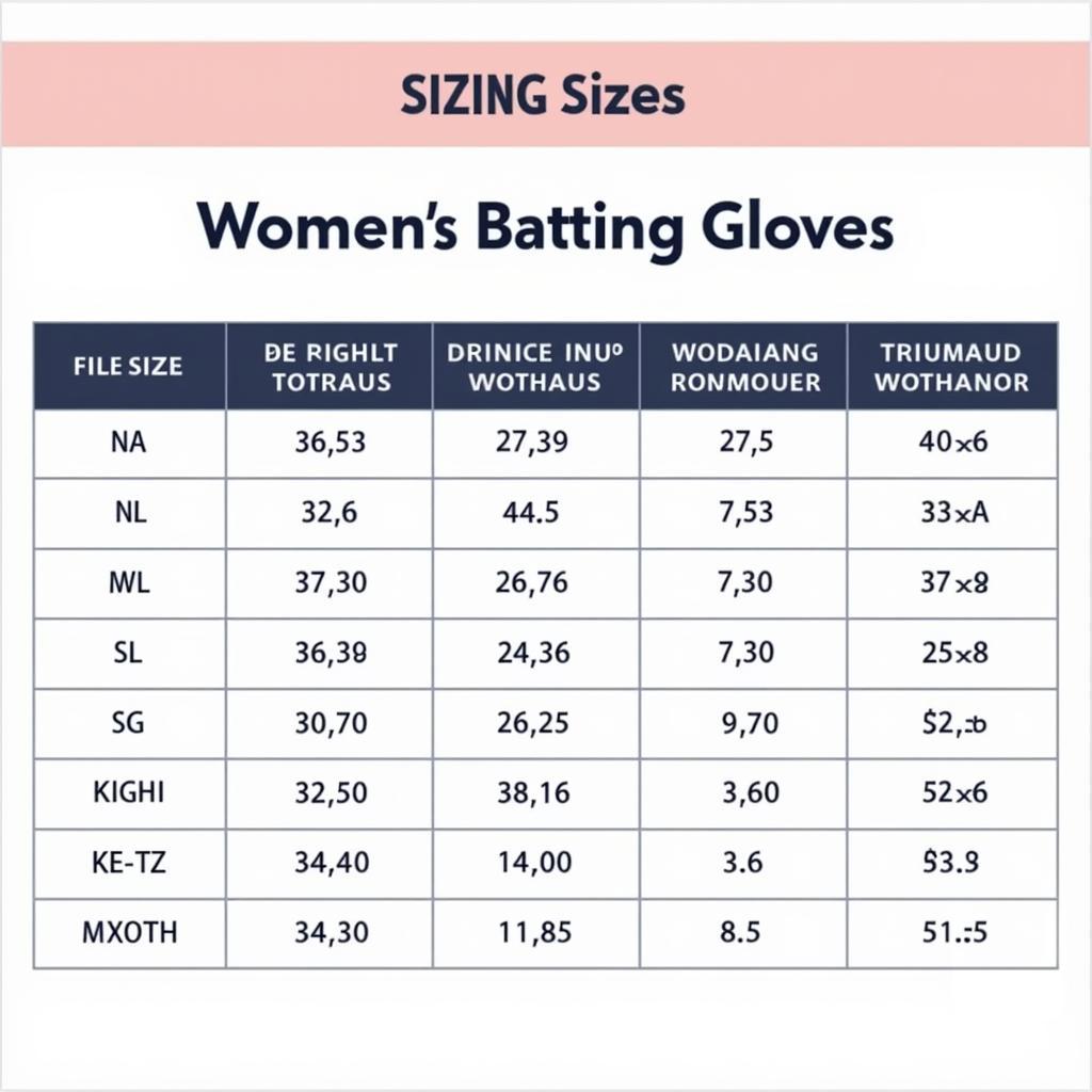 Batting Glove Sizing Chart for Mother's Day