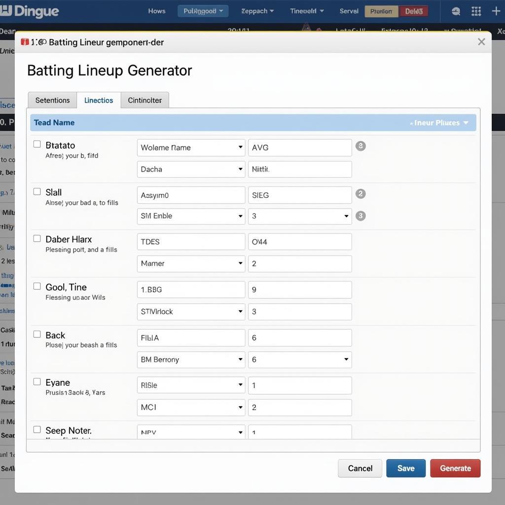 Batting Lineup Generator Interface