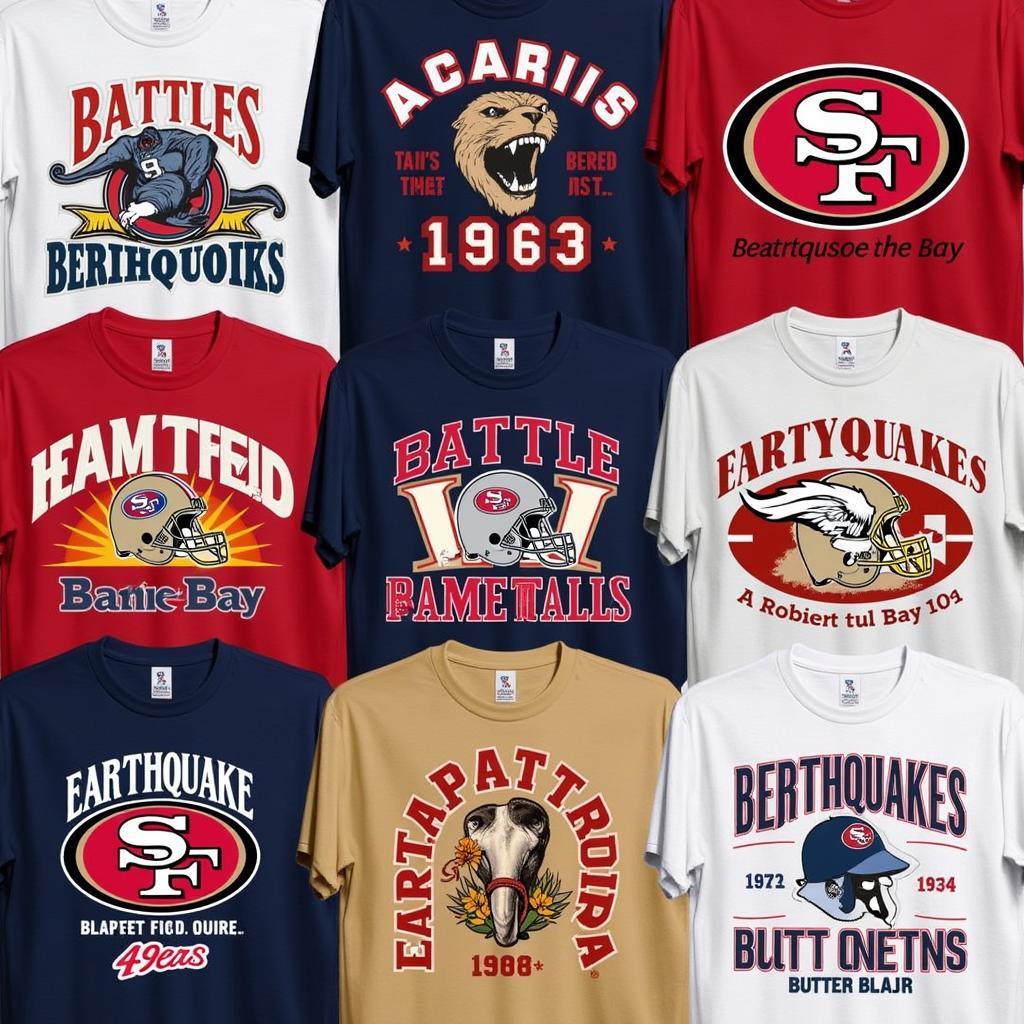 Battle of the Bay T-Shirt Designs: A variety of designs featuring team logos and slogans.