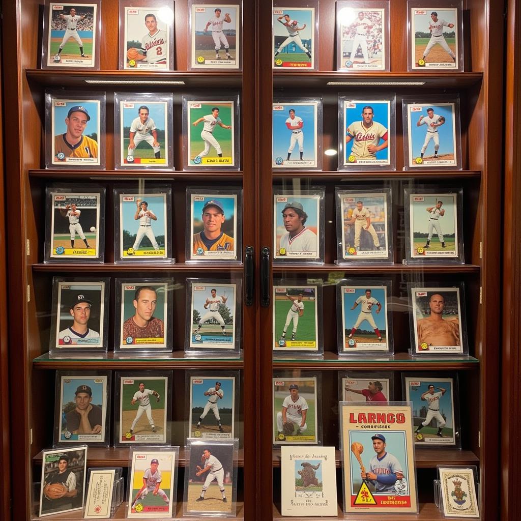 Impressive display of vintage sports cards at a Bay Area card show