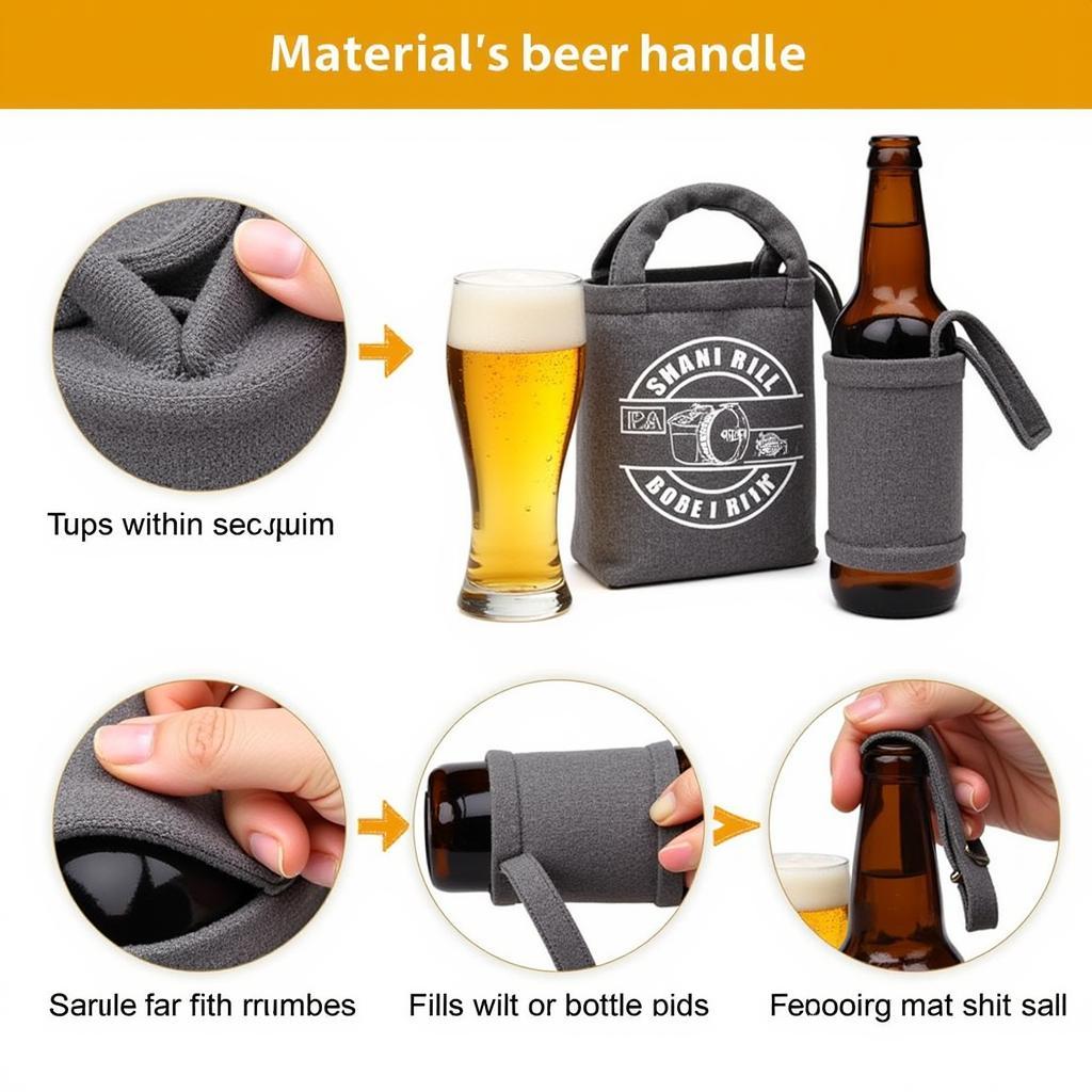 Close-up of beer socks with handle showing detail and functionality