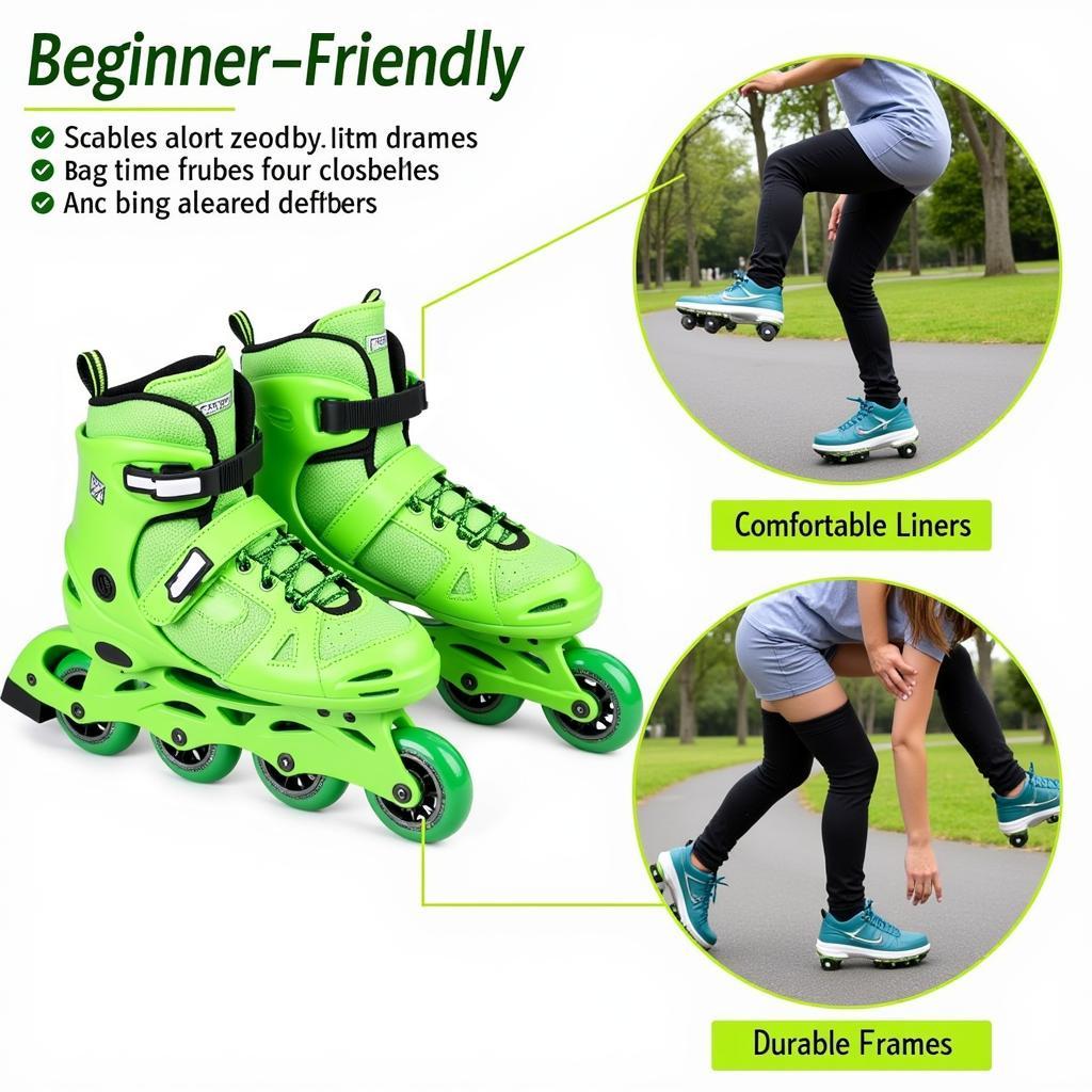 Beginner-Friendly Green Inline Skates