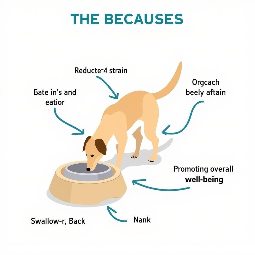 Diagram showing the benefits of using elevated dog bowls for dogs.