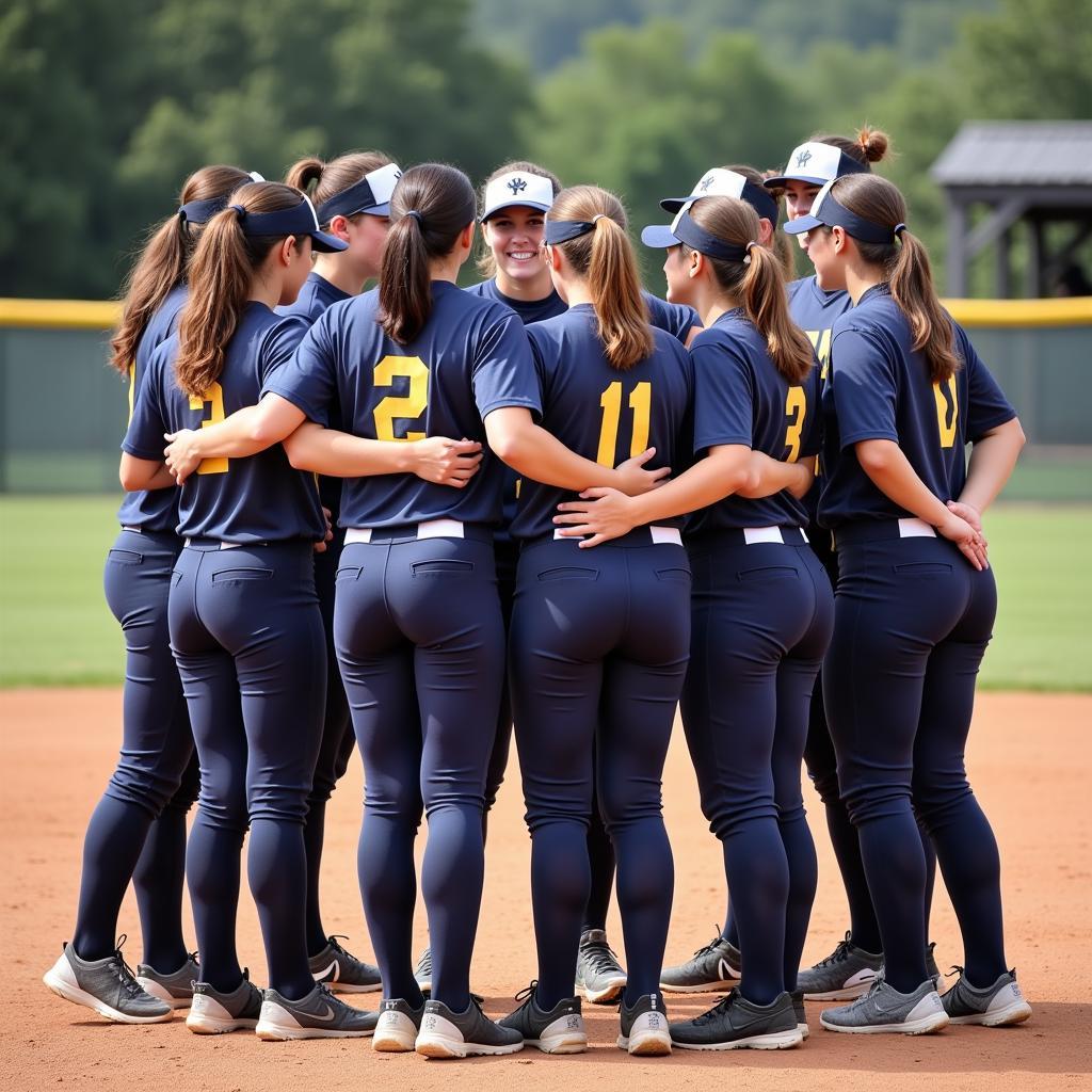 Berks County softball team huddling before the game