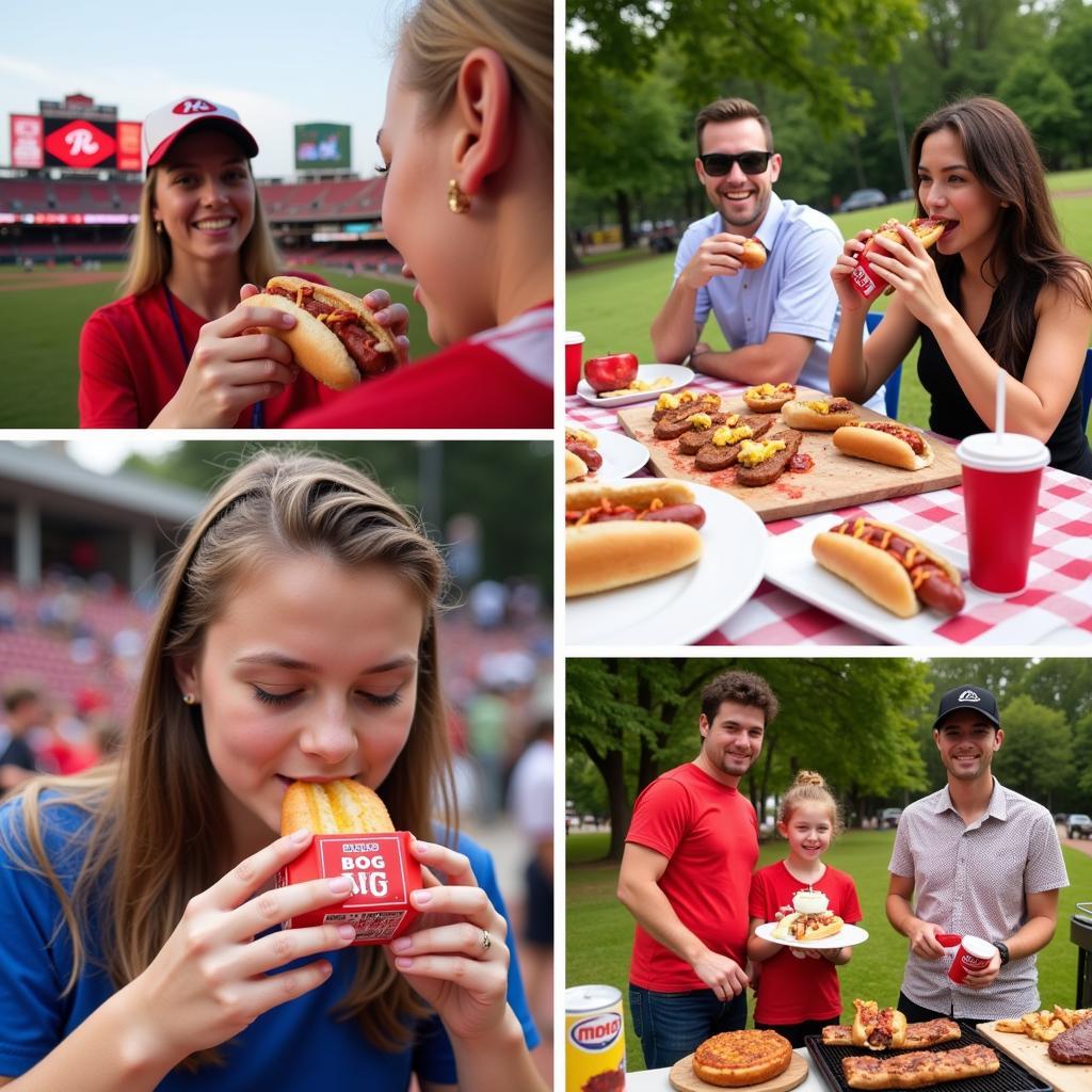 Enjoying Big City Reds Hot Dogs in Various Settings