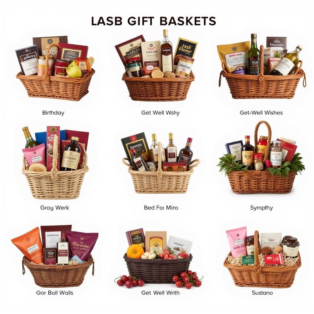 A variety of big hug gift baskets for different occasions.