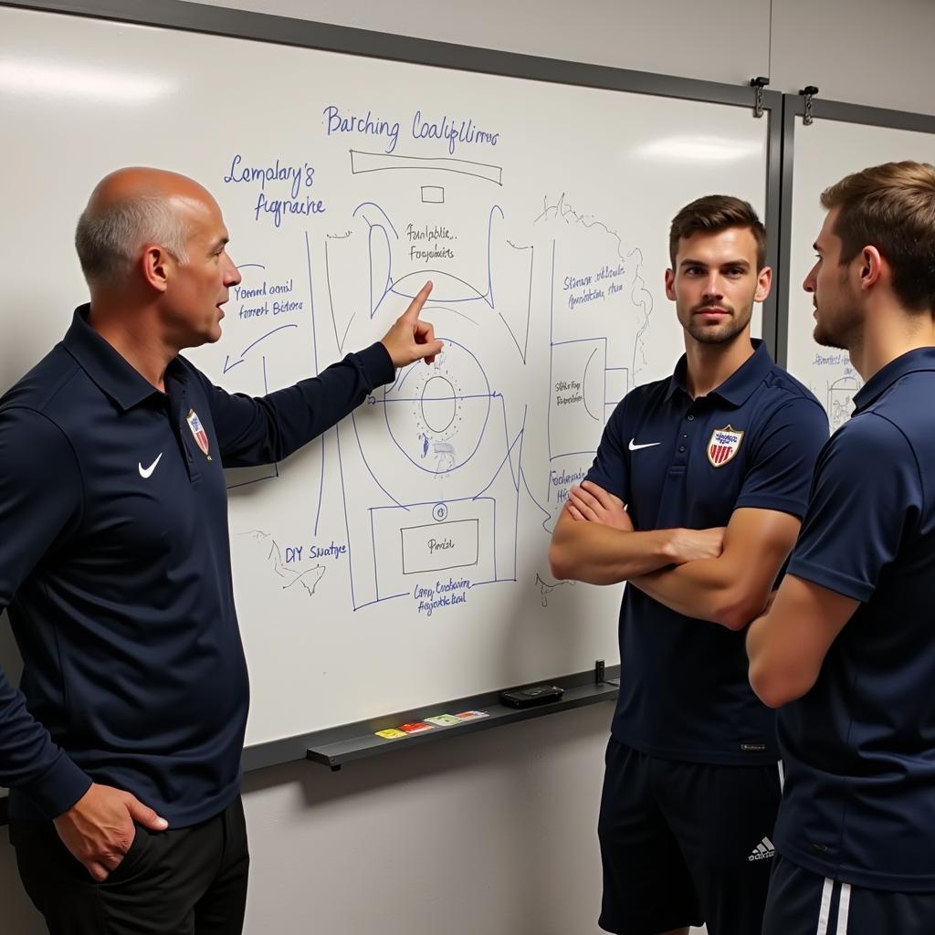 Bill Ingham in a Tactical Discussion with Football Players