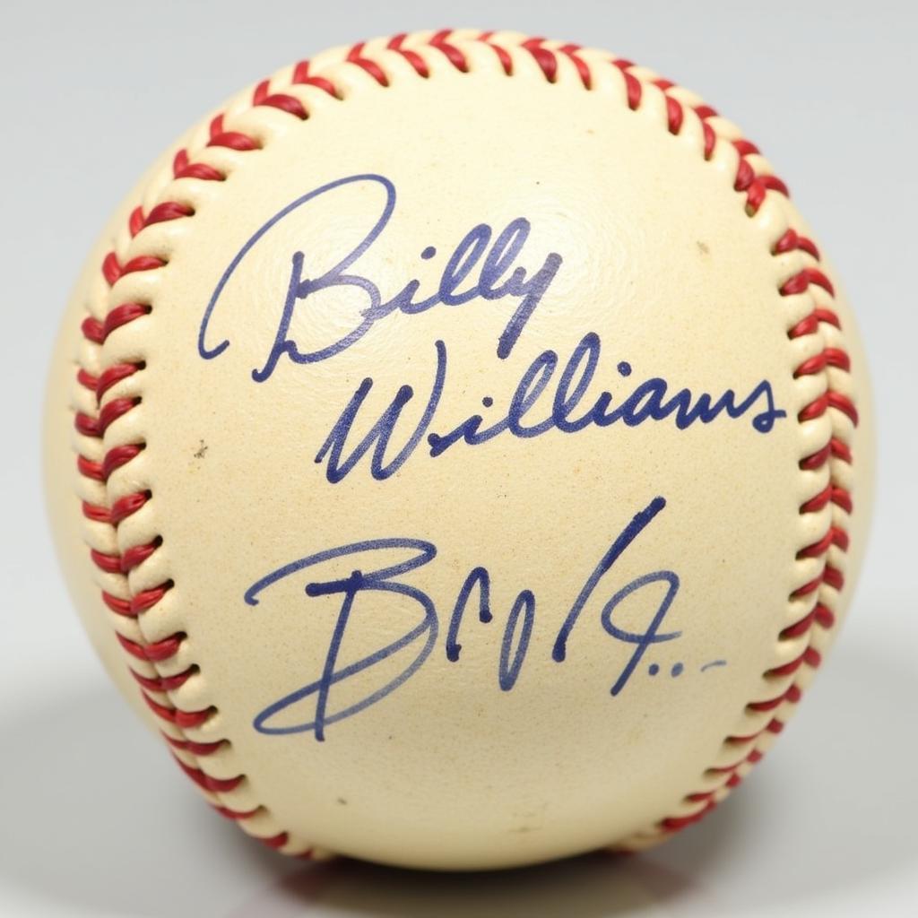 Close-up of a Billy Williams Autographed Baseball