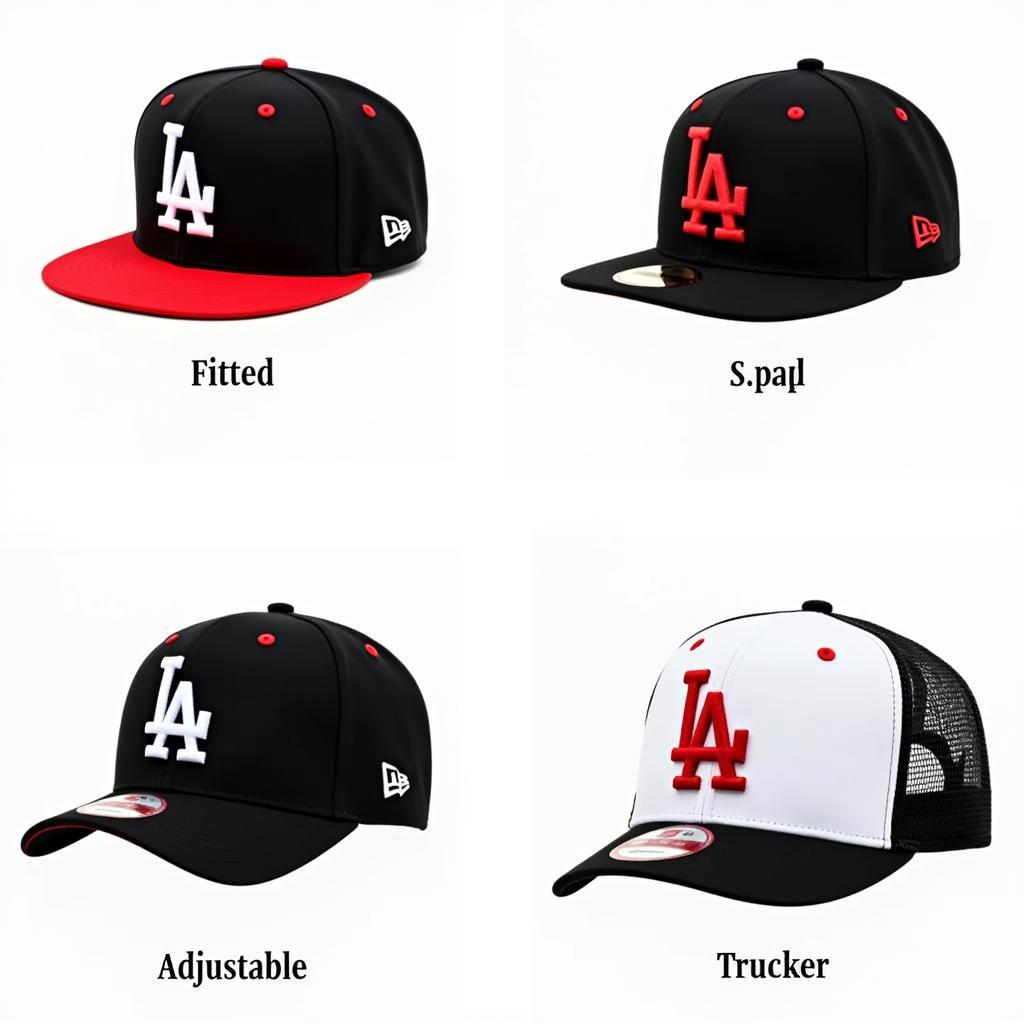 Different Black and Red Dodgers Hat Styles