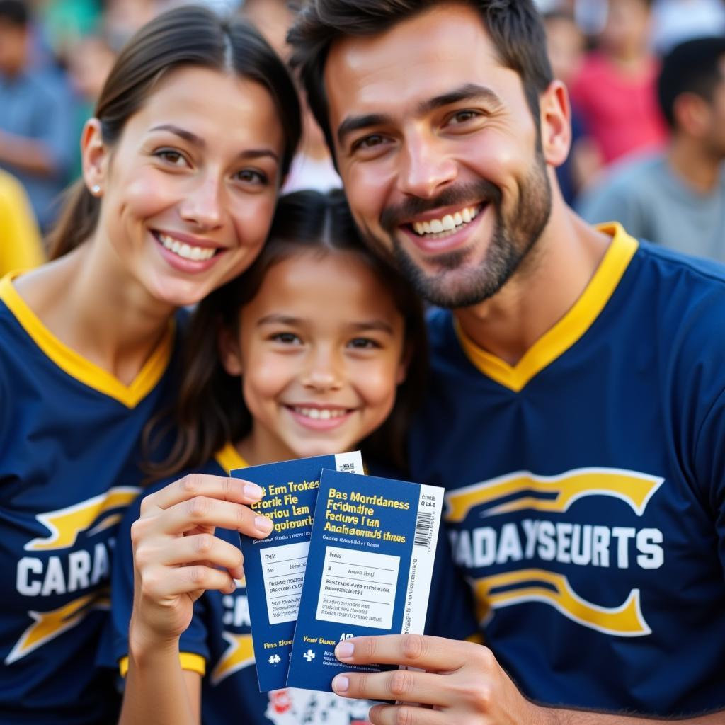 Family with Blue and Gold Tournament Tickets