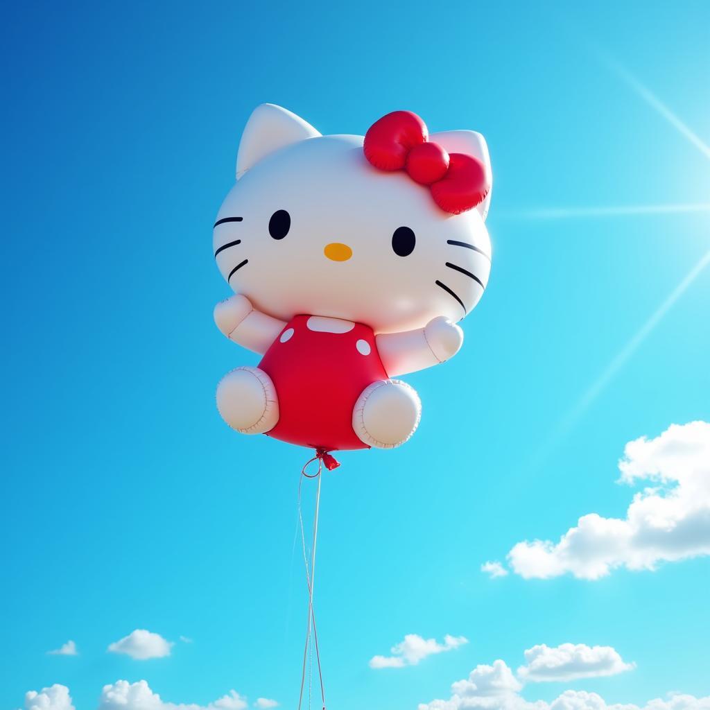 Hello Kitty Balloon Soaring in a Blue Sky