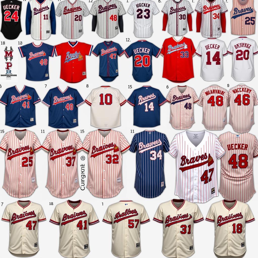 Different Styles of Bob Uecker Milwaukee Braves Jerseys